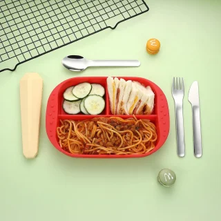 3-in-1 reisbestek met etui - Herbruikbaar kampeerbestek - Draagbare vork-, lepel- en messenset - Gemaakt van roestvrij staal - Perfect voor lunch, picknicks, school en werk (Kaasgeel - 16x3,4 cm)