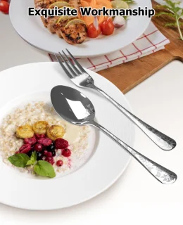 Bestekset voor 4 personen – Servies - 20-delig roestvrijstalen bestek – zilver gepolijst patroon – inclusief messen, vorken en theelepels – geschikt voor keuken/eetkamer/feestjes
