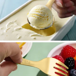 QTTVBTNA 4-delige herbruikbare bestekset - korte steel lepels en vorken - roestvrij staal - dessert, yoghurt, pasta, salade - geschikt voor kinderen en volwassenen - Zilver