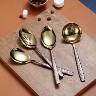 10-delige bestekset titanium coating gouden kop