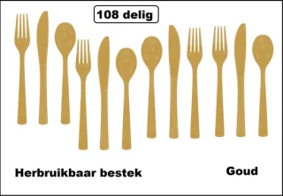 108-delige herbruikbare bestekset goud