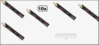 10x Zwarte Chopsticks 21cm met hoesje