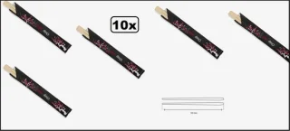 10x Zwarte Chopsticks 21cm met hoesje