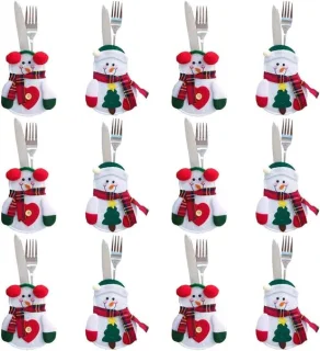 12-delige bestekset voor kerstversiering (sneeuwmannen)