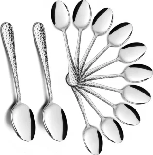 12-delige Rvs theelepelset met hamers handvat, 15 cm