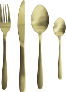 16-delig bestekset mat goud 4-persoons