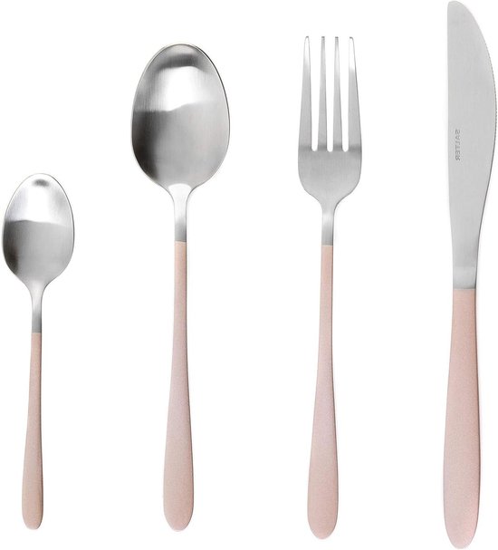 16-Delig Metallic Bestekset Zilver/Champagne Satijn Roestvrij Staal