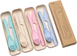 18x Herbruikbare Kunststof Bestek Set 16 cm Multicolor