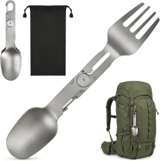 2-in-1 opvouwbare spork van titanium
