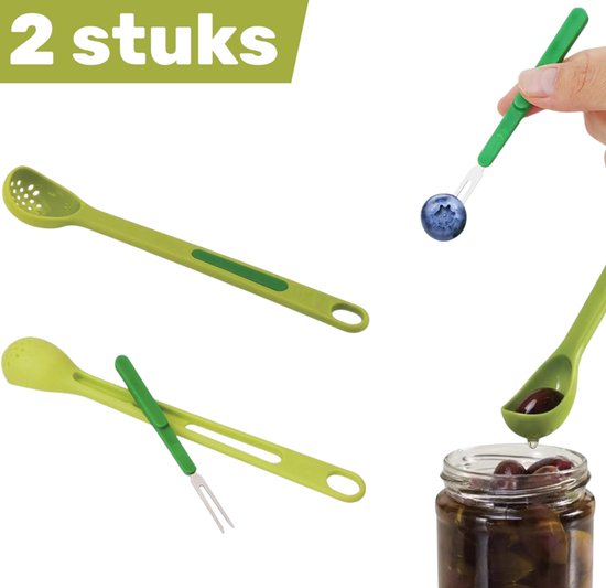 2 stuks Groene Multifunctionele Bliklepel en Vork Set