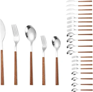 20-delige bestekset met houten handvat
