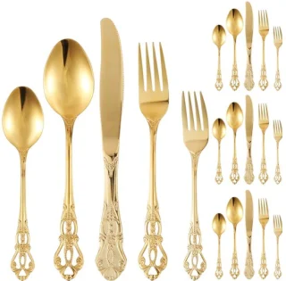20-delige bestekset voor 4 personen - goud en zilver