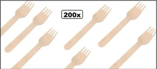 200x Houten Vork 160mm Naturel - Bestek