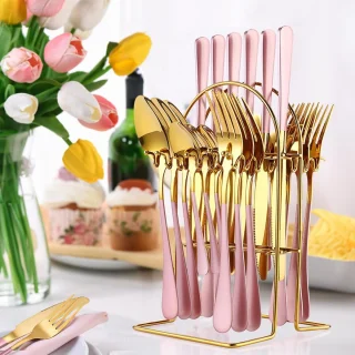 24-delige bestekset 6-persoons Roze Goud