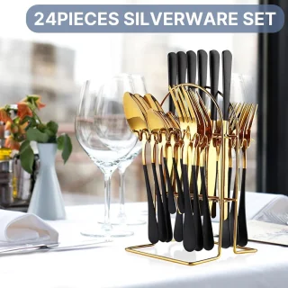 24-delige bestekset zwart/goud