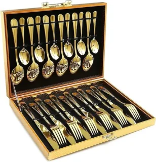 24-delige gouden bestekset voor 6 personen