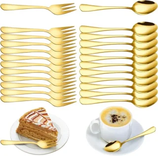 24-delige Gouden Set Koffielepels en Dessertvorken