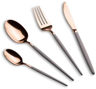 24-delige roestvrijstalen bestekset, Taupe - Rose Gold