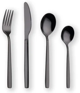 24-delige RVS bestekset - titanium zwart