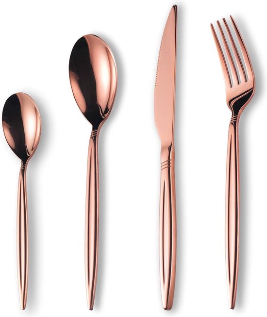 24-delige titanium rosé vergulde bestekset voor 6 personen
