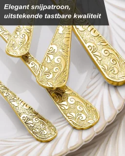 24-delige vintage gouden bestekset voor 6 personen