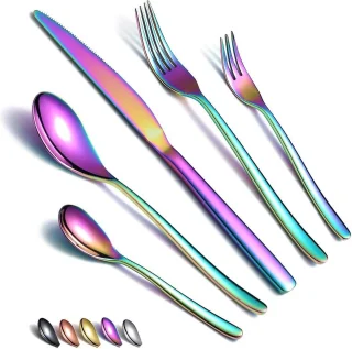 24/30-Delige Besteekset Black Gold Copper Rainbow