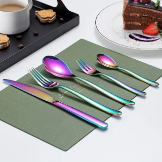 24/30-Delige Besteekset Black Gold Copper Rainbow