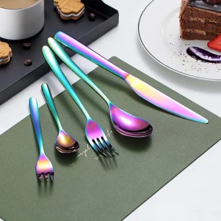 24/30-Delige Besteekset Black Gold Copper Rainbow