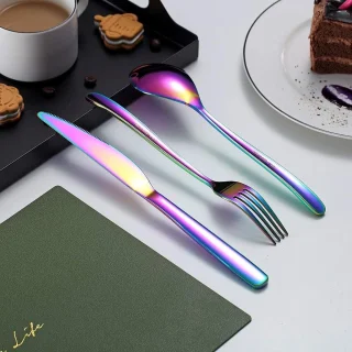 24/30-Delige Besteekset Black Gold Copper Rainbow