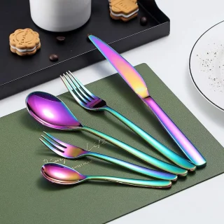 24/30-Delige Besteekset Black Gold Copper Rainbow