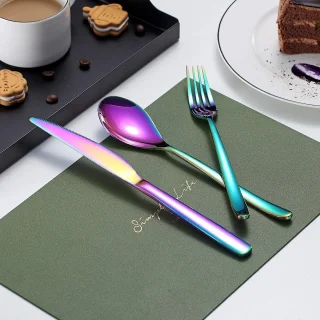 24/30-Delige Besteekset Black Gold Copper Rainbow