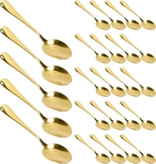 25 gouden rvs theelepels 13.5cm