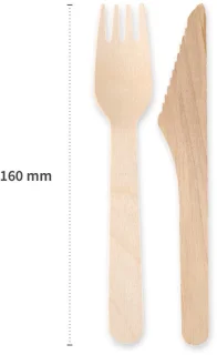 25x Houten Wegwerp Bestekset 3-delig FSC® 100%