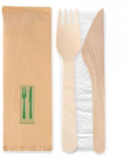 25x Houten Wegwerp Bestekset 3-delig FSC® 100%