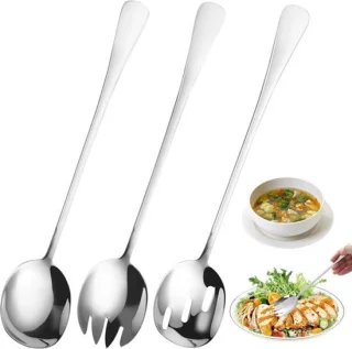 3-delige roestvrijstalen saladebestekset