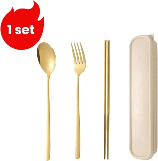 3-delige RVS bestekset - goud