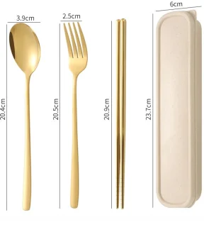 3-delige RVS bestekset - goud