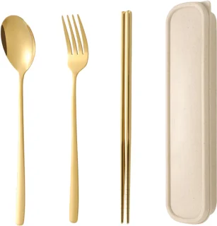 3-delige RVS bestekset - goud