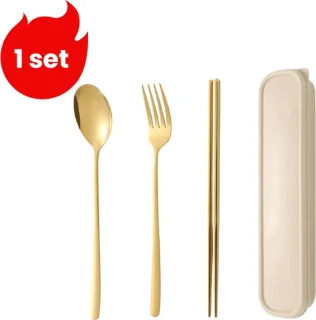 3-delige RVS bestekset - goud