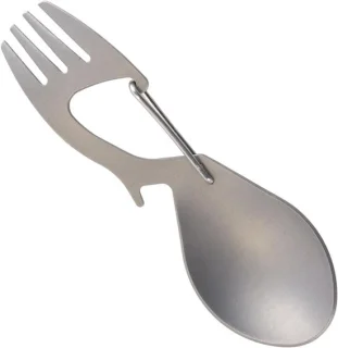 3-in-1 campingbestekset met titanium lepel en flesopener