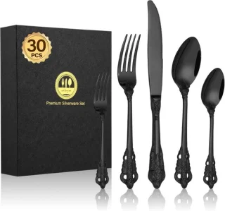 30-delige matte zwarte bestekset