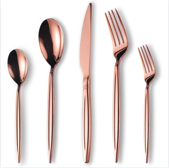 30-delige roségouden bestekset titanium en roestvrij staal