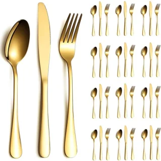 36-delige gouden bestekset voor 12 personen