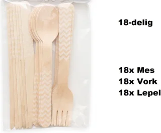 3x Wave Bestekset hout 18-delig wit