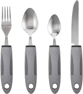 4-delige easy grip-lepelset van roestvrij staal