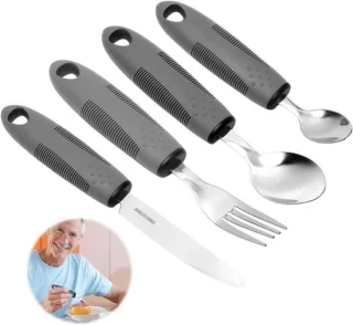 4-delige ergonomische bestekset voor senioren en gehandicapten