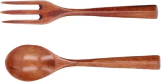 4-delige houten vorken en lepels set