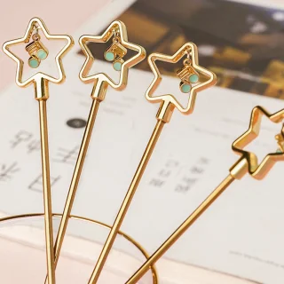 4-delige RVS bestekset dessertlepels en vorken goud Ster
