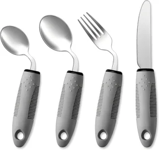 4-delige set ergonomische lepels voor ouderen en mensen met artritis, rechtshandig