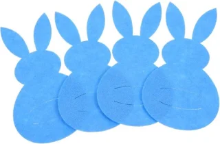 4 stuks konijn zak camping werktuig konijntje lepel houders decoratie bestekzakjes met paasthema servies etui paaselementen bestekzakje pasen servies tas lap blauw